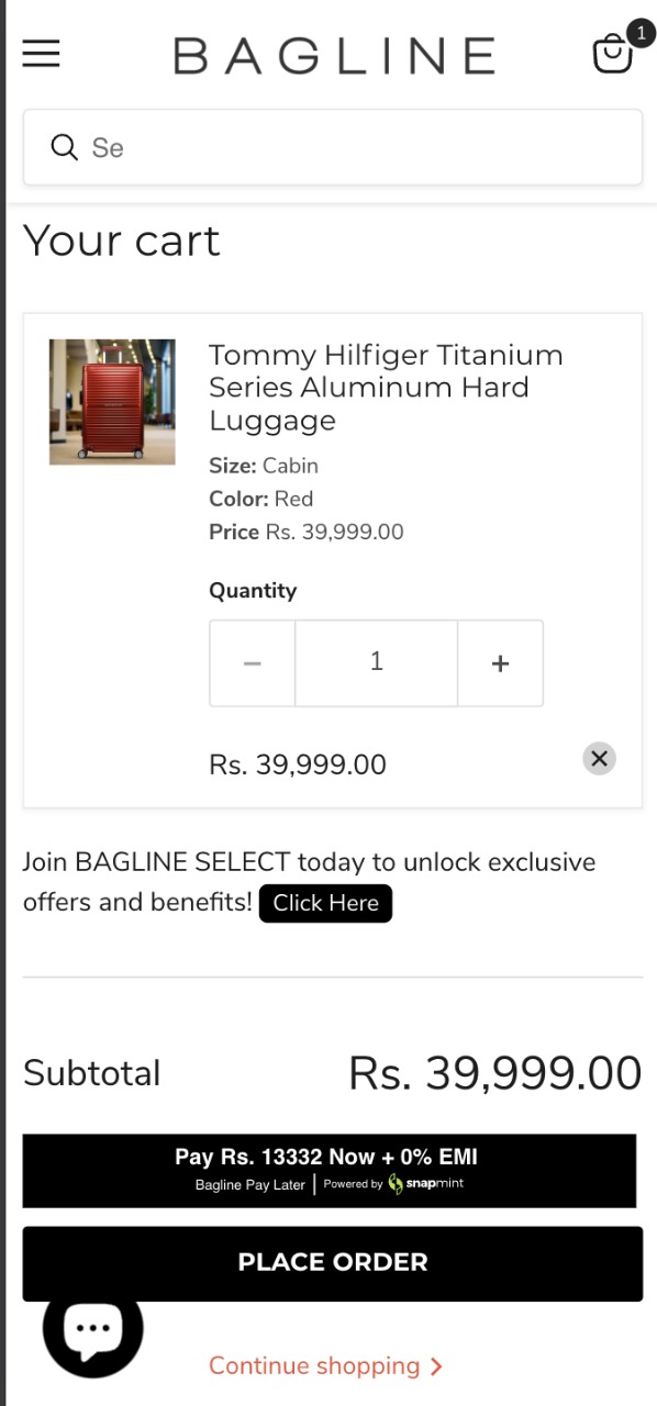 Before Cart Page